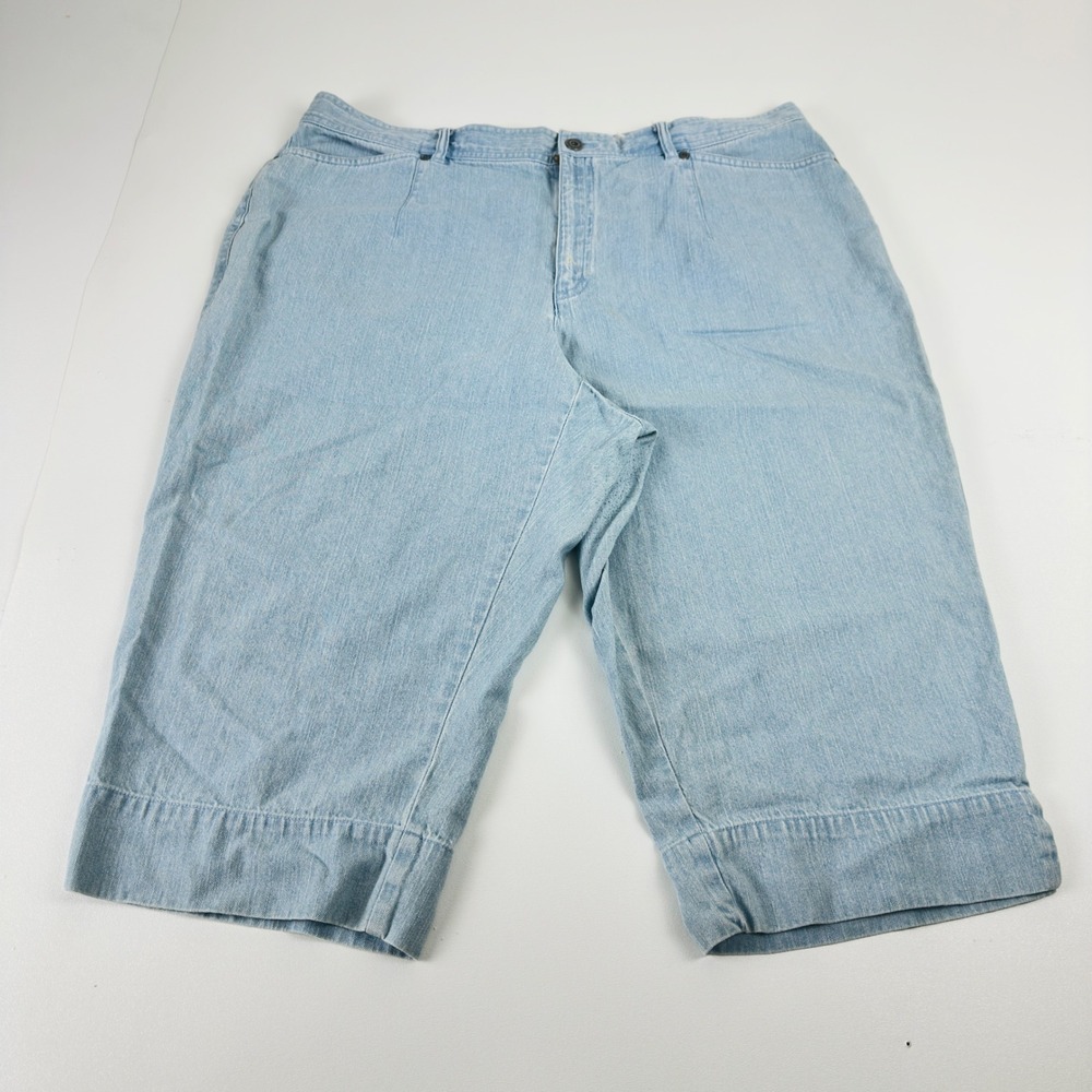 Liz Claiborne Lizwear Light Wash Denim Bermuda Shorts 18W Light Blue Cotton
